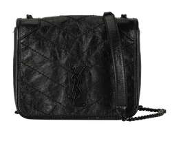 Niki Wallet On Chain, Calfskin Leather, Black, B/DB, 3*